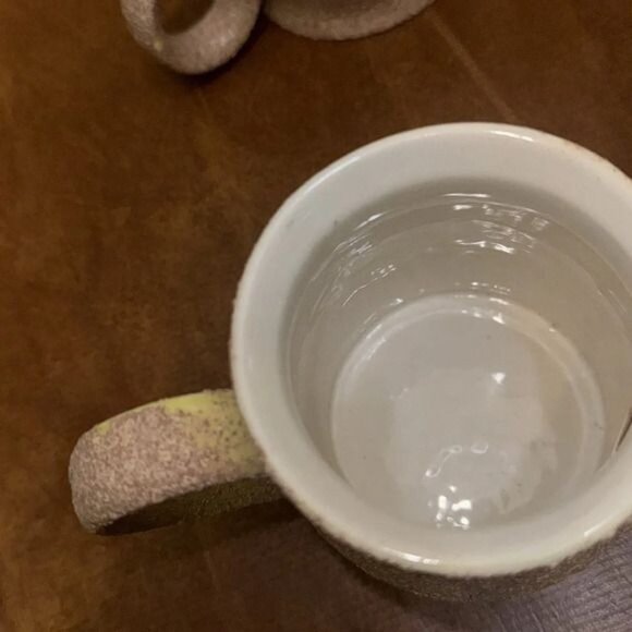 Set Of 5 Beige Textured Ceramic Coffee Mugs - Picture 3 of 14